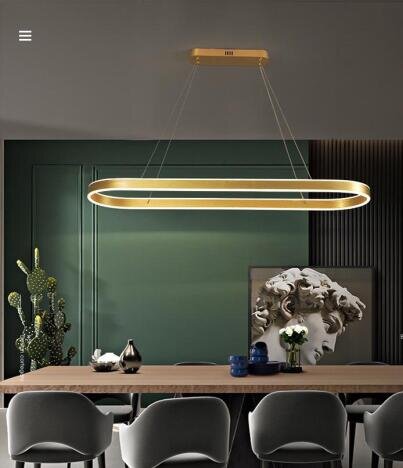 Candelabru LED 120W Minimalist Gold Dining, LED inclus, 1 surse de iluminare, Telecomanda, Dimabil,