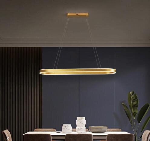 Candelabru LED 120W Minimalist Gold Dining, LED inclus, 1 surse de iluminare, Telecomanda, Dimabil,